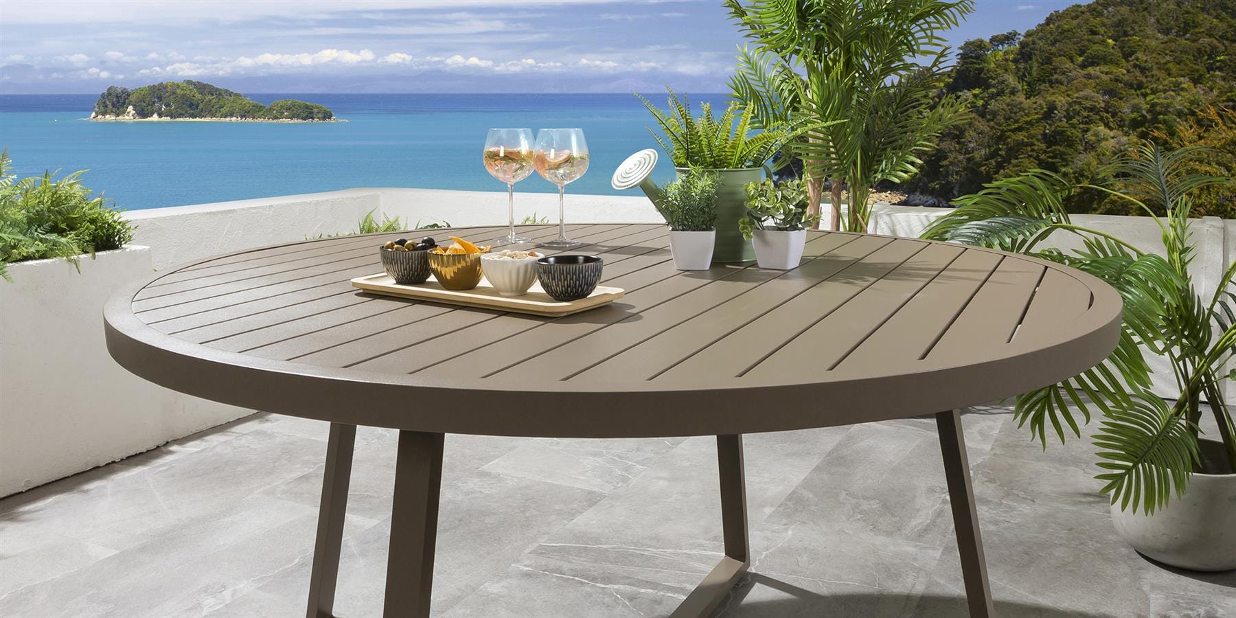 Table de salle à manger ronde Sun Garden 150 cm beige