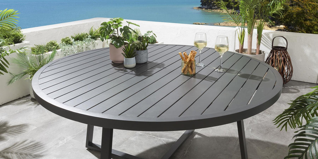 Table de salle à manger ronde Sun Garden 150 cm grise