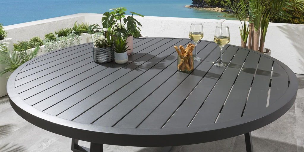 Table de salle à manger ronde Sun Garden 150 cm grise