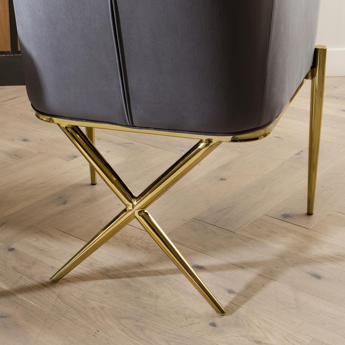 Table de salle à manger ronde en marbre et chaises en velours gris - Ensemble de salle à manger 6 places