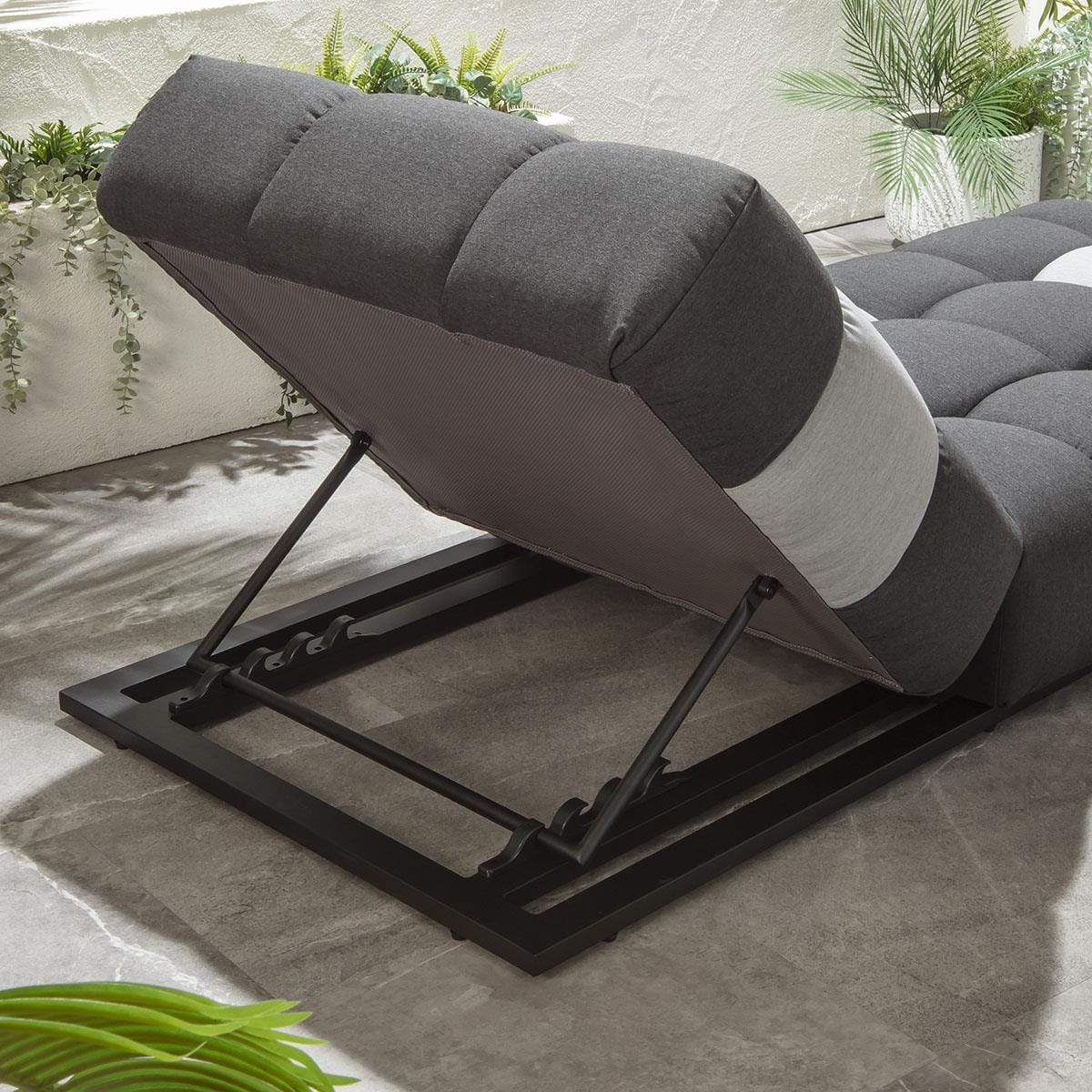 2 chaises longues de jardin haut de gamme Blow Sooty 213x92cm