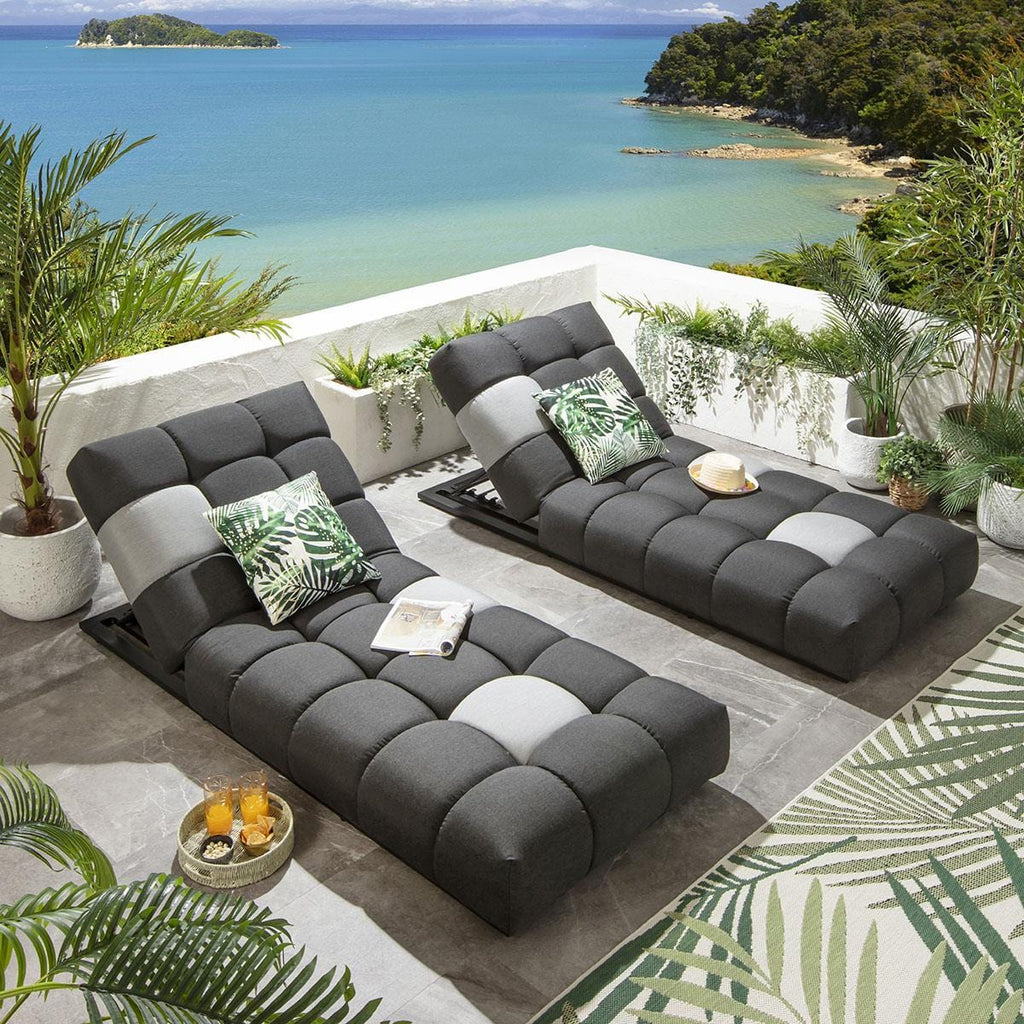 2 chaises longues de jardin haut de gamme Blow Sooty 213x92cm