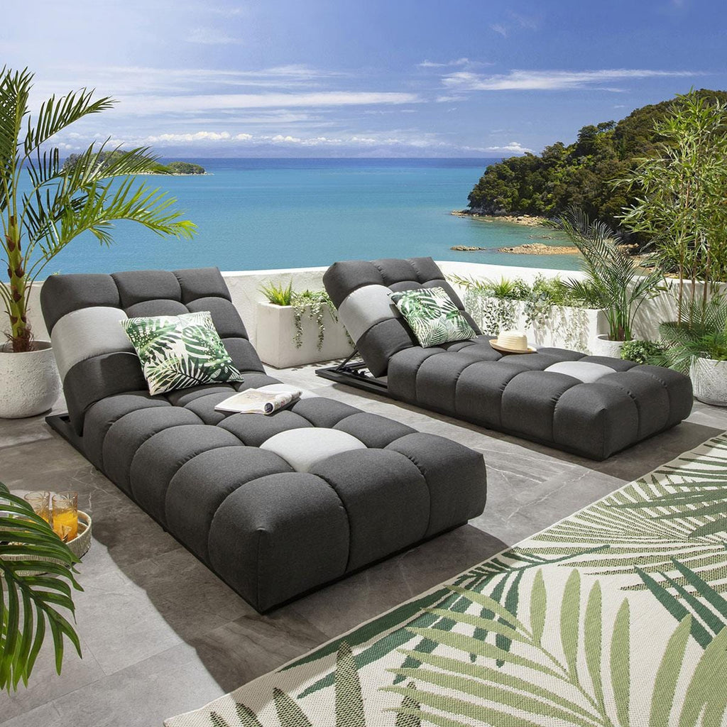 2 chaises longues de jardin haut de gamme Blow Sooty 213x92cm