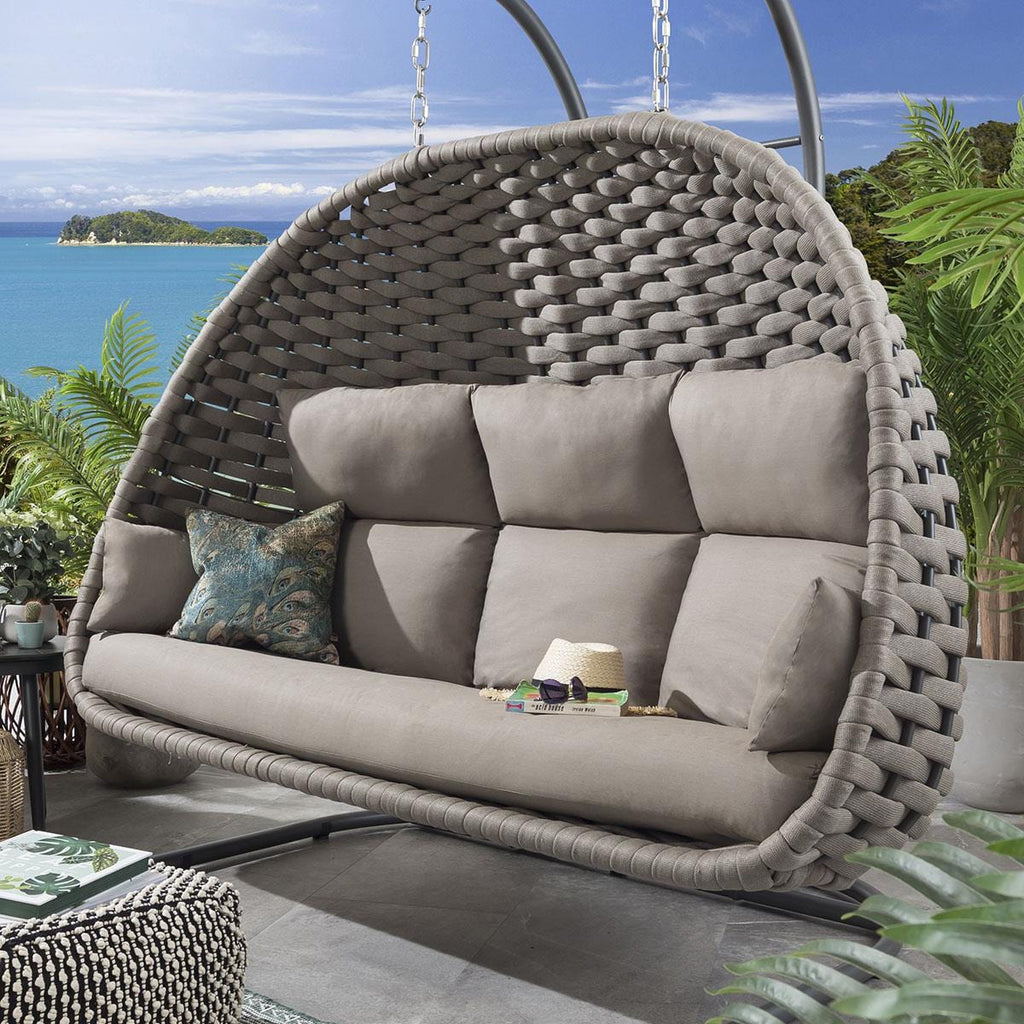 Ensemble chaise suspendue simple et hamac en corde - Café