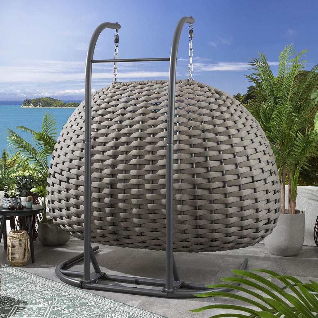 Ensemble chaise suspendue simple et hamac en corde - Café