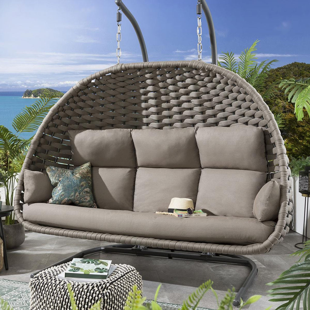 Ensemble chaise suspendue simple et hamac en corde - Café