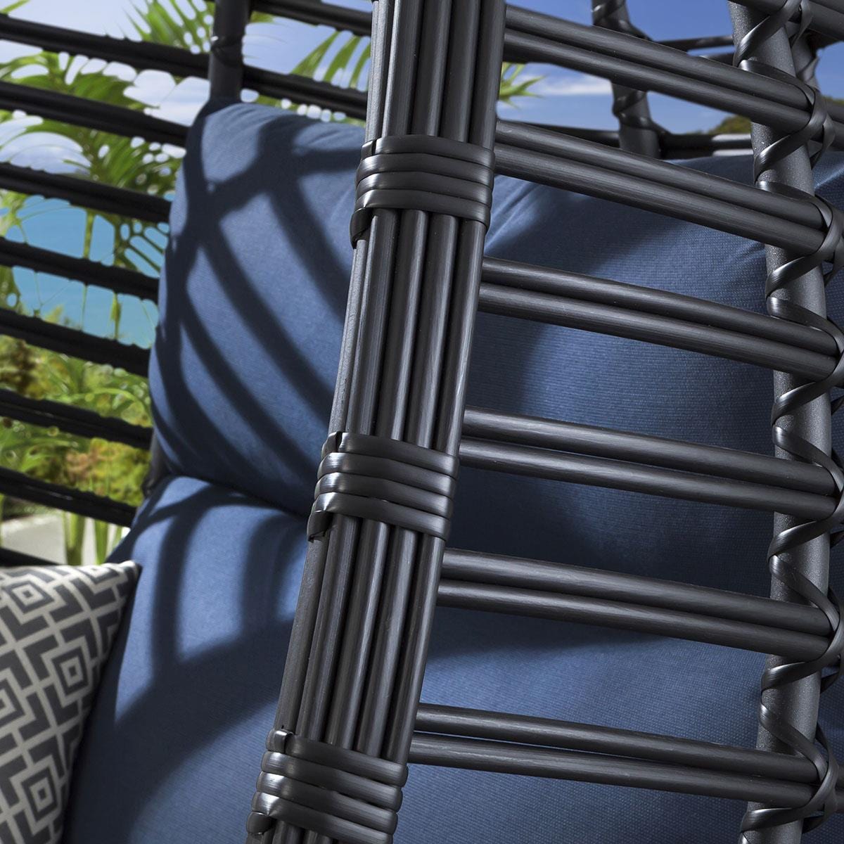 Ensemble de 2 fauteuils suspendus en bambou en forme d'œuf - Bleu