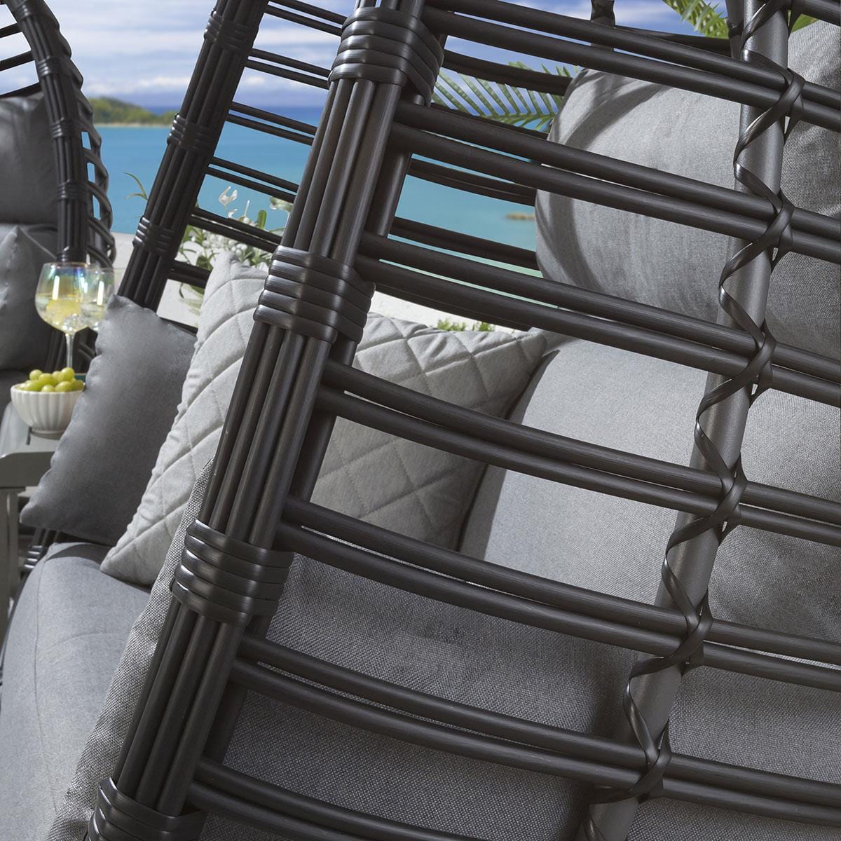 Ensemble de 2 fauteuils suspendus en bambou en forme d'œuf - Gris