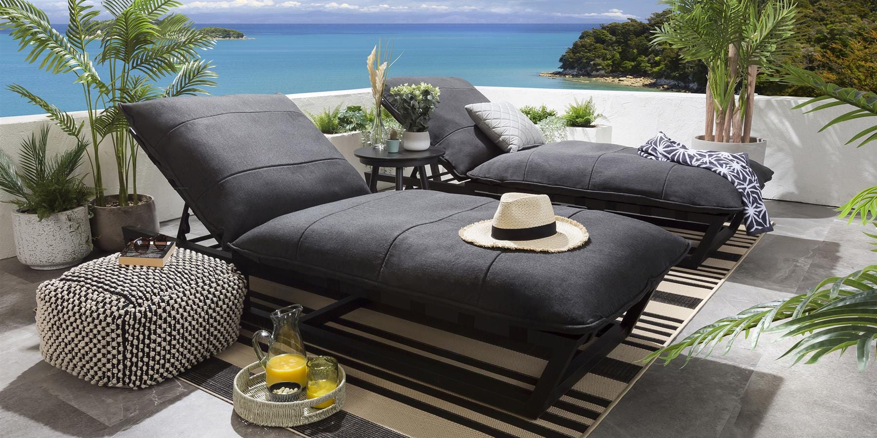 Ensemble de 2 chaises longues Ocean Sun - Gris ocre