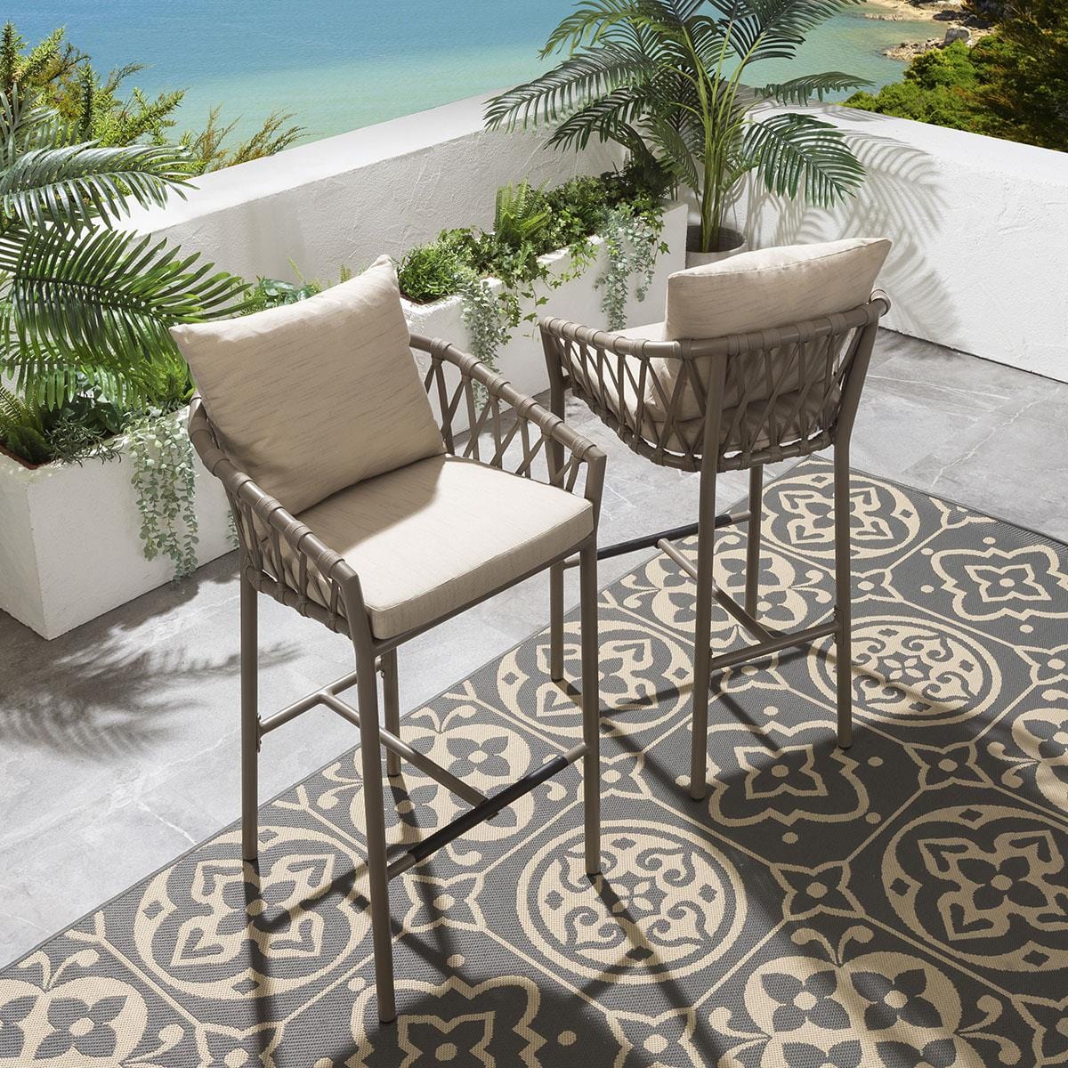 2 tabourets de bar de jardin Verity - Beige