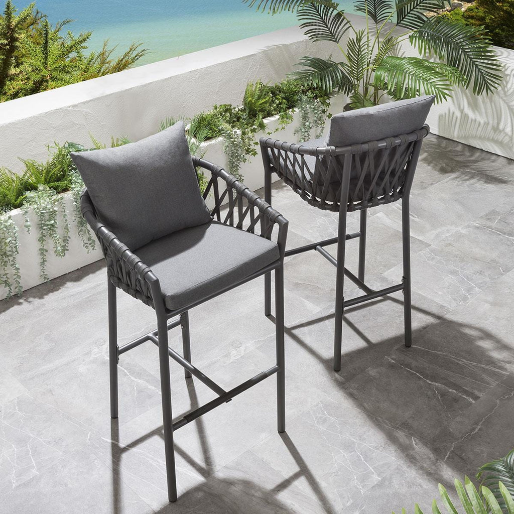 2 tabourets de bar de jardin Verity - Gris