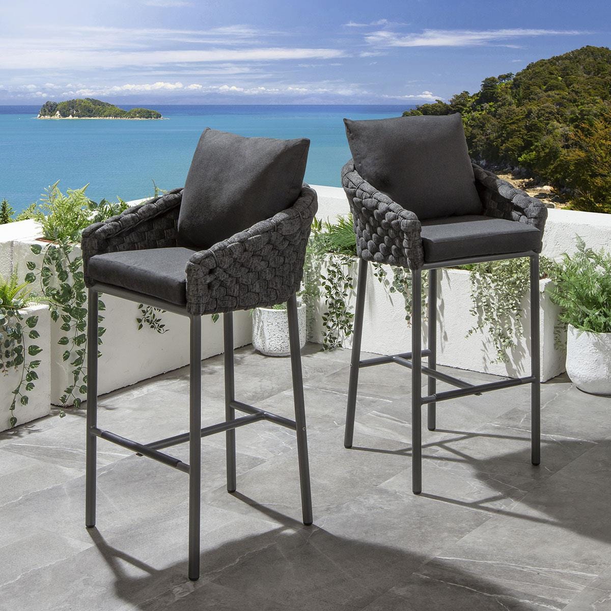 4 tabourets de bar de jardin Sundowner couleur anthracite