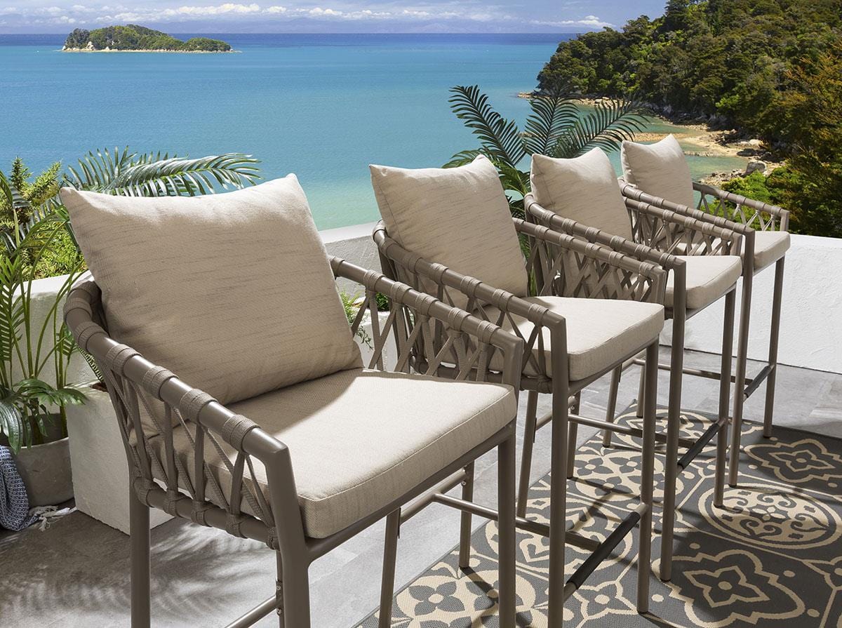 4 tabourets de bar de jardin Verity - Beige