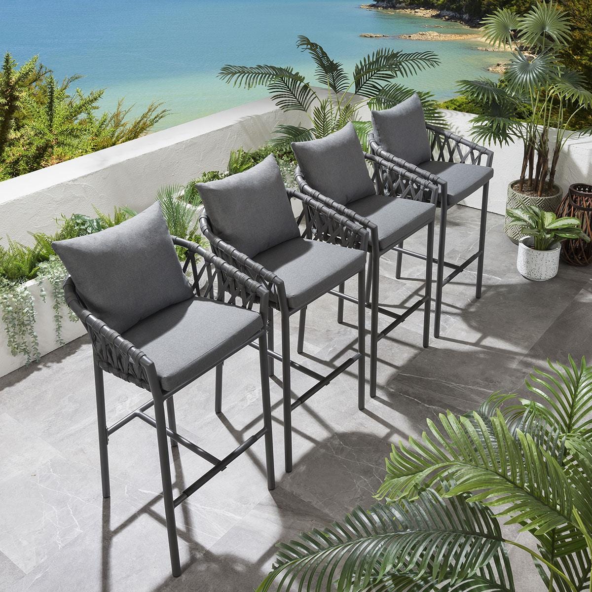 4 tabourets de bar de jardin Verity - Gris