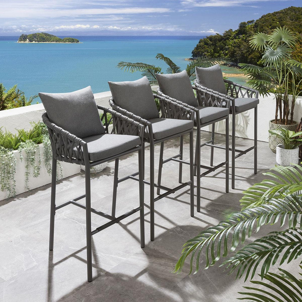 4 tabourets de bar de jardin Verity - Gris