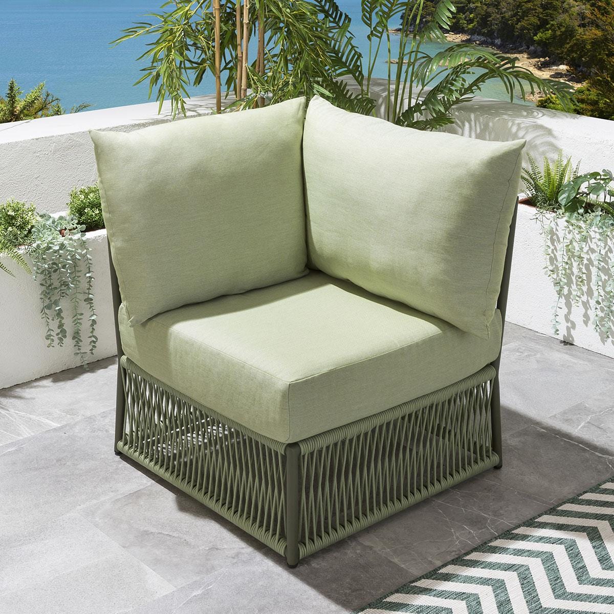 Ensemble de canapé de jardin modulaire Cole vert 148x74cm S2