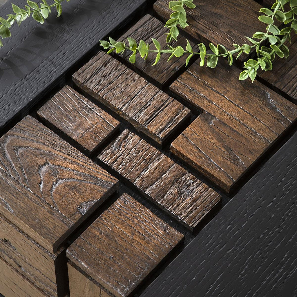 Table d'appoint ExDisplay Dink en chêne noir et orme recyclé 60x60cm