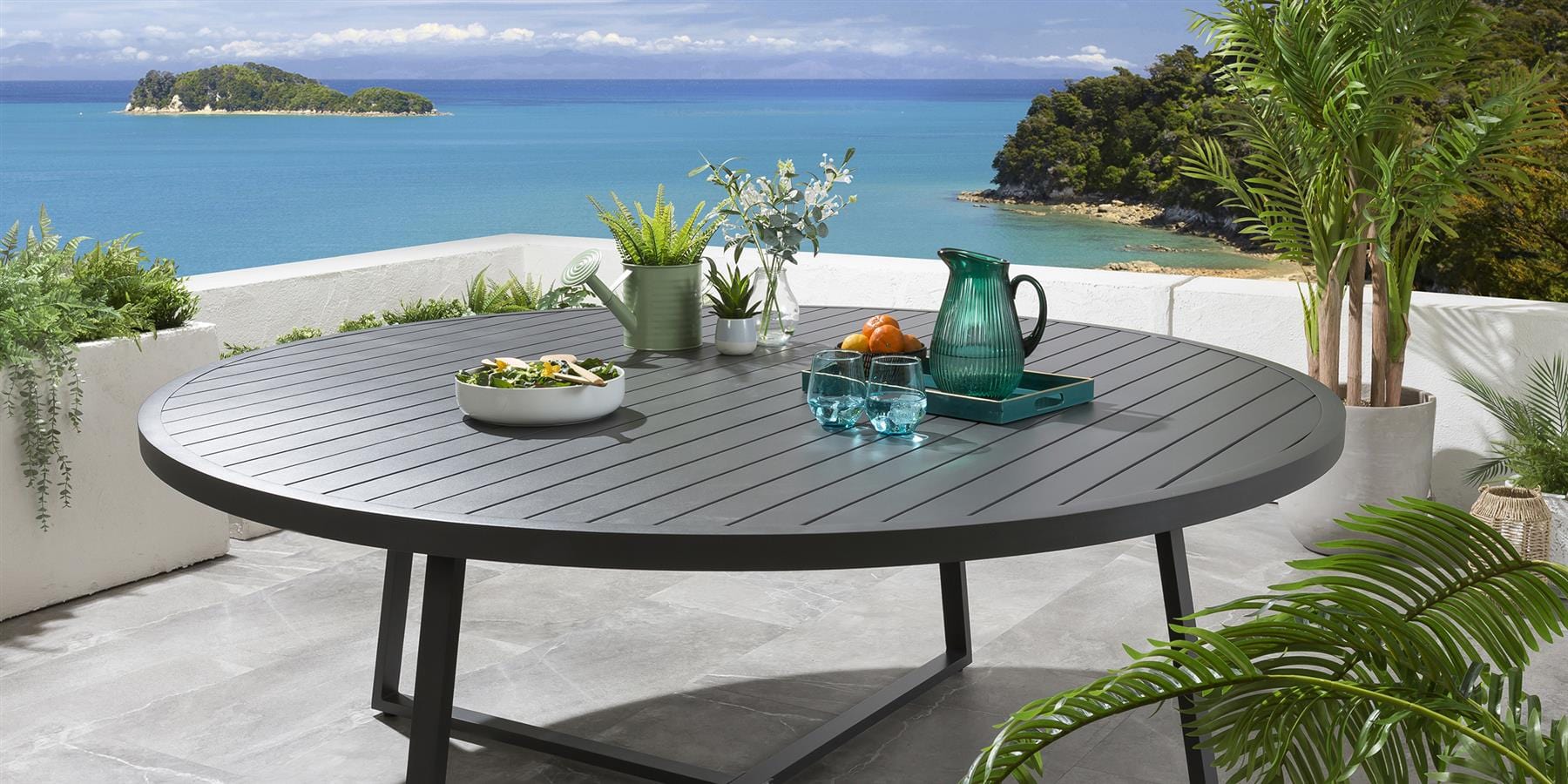 Table de salle à manger ronde Sun Garden 200 cm grise