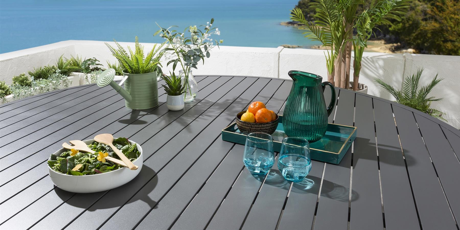 Table de salle à manger ronde Sun Garden 200 cm grise