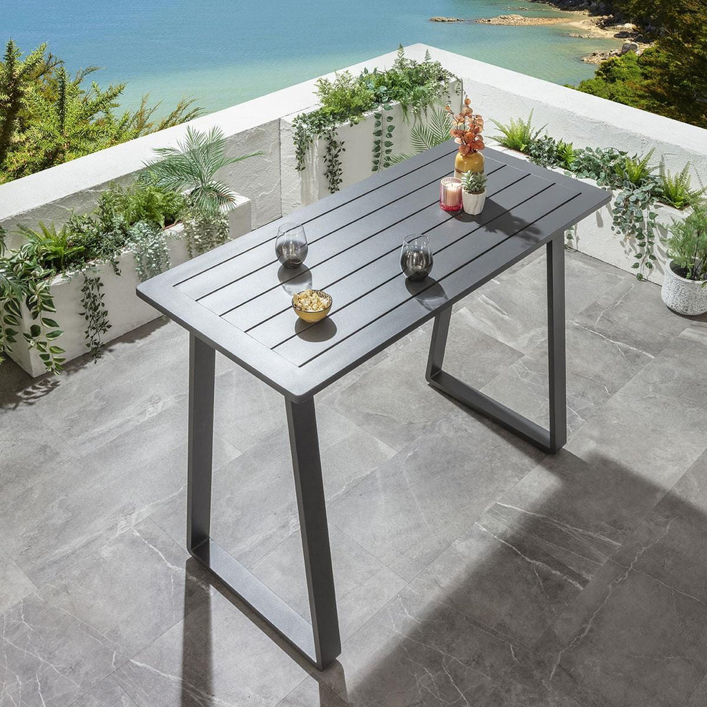 Ensemble bar de jardin extérieur Sundowner 4 places, aluminium anthracite et gris
