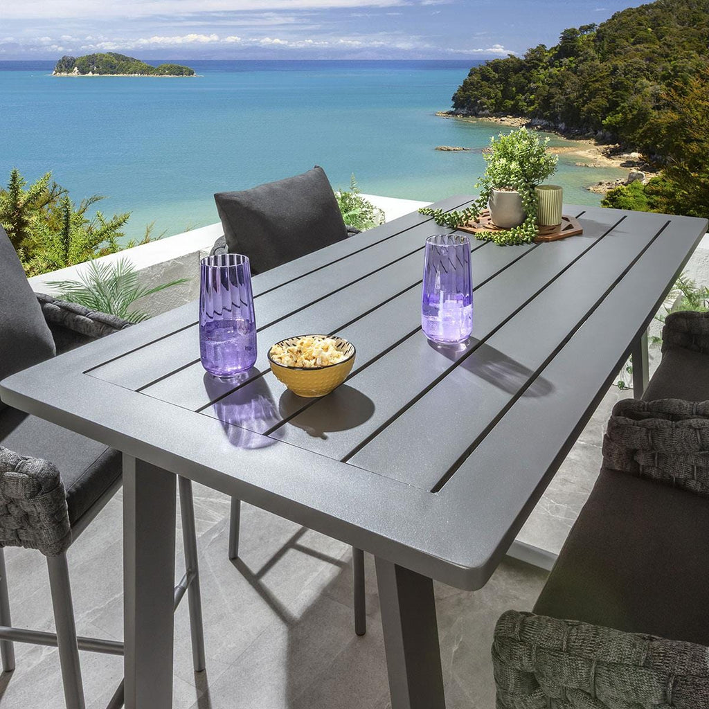 Ensemble bar de jardin extérieur Sundowner 4 places, aluminium anthracite et gris