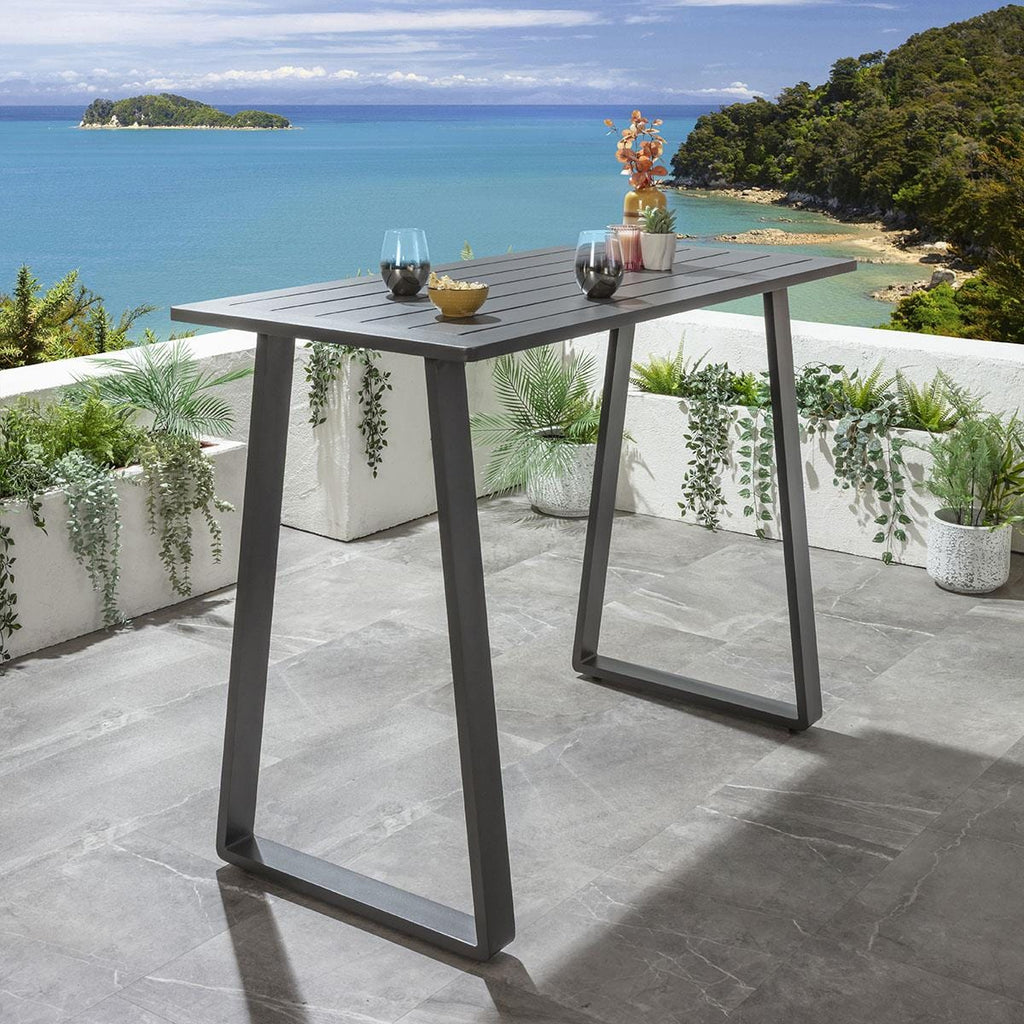 Ensemble bar de jardin extérieur Sundowner 6 places, aluminium anthracite et gris