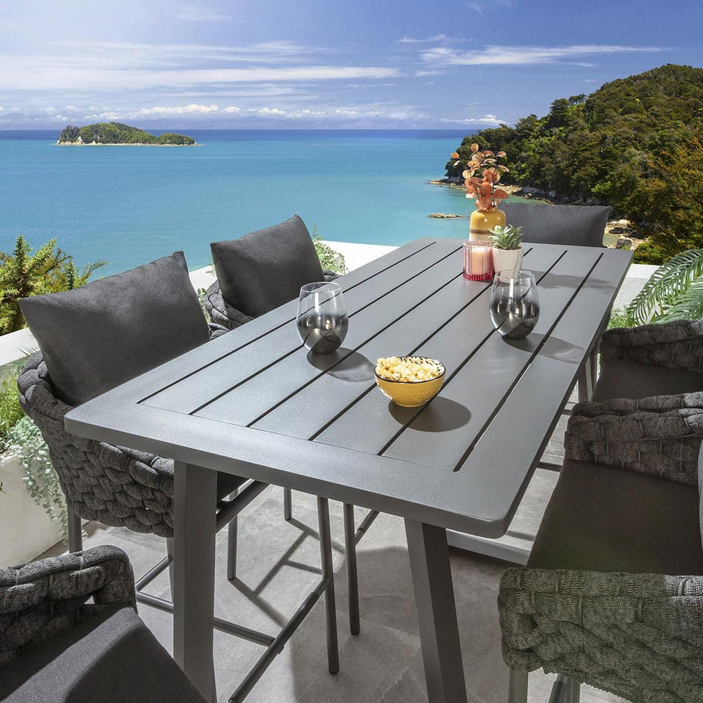 Ensemble bar de jardin extérieur Sundowner 6 places, aluminium anthracite et gris