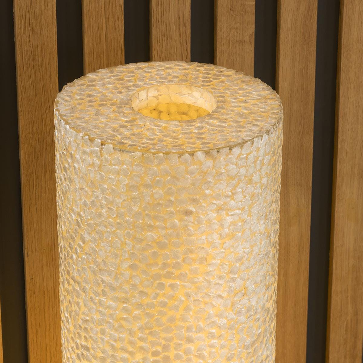 Lampadaire cylindrique élégant et haut, motif coquillage ivoire, 100 cm