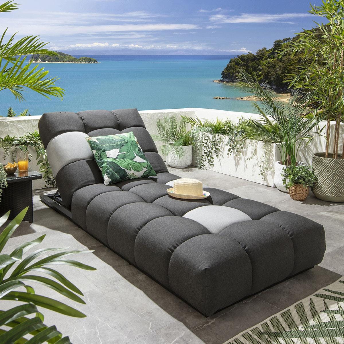 Transat de jardin Blow Premium Gris suie 213x92cm