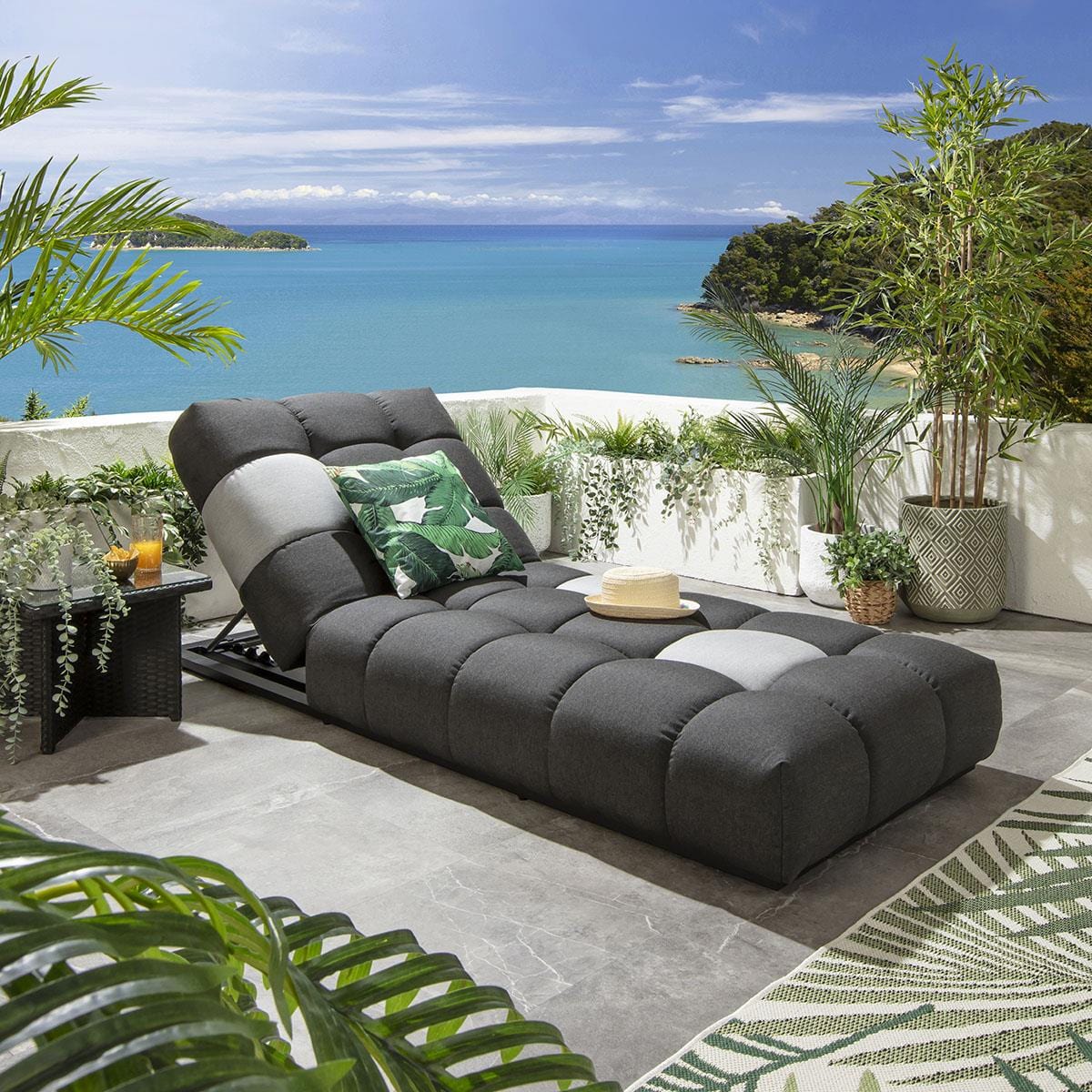 Transat de jardin Blow Premium Gris suie 213x92cm