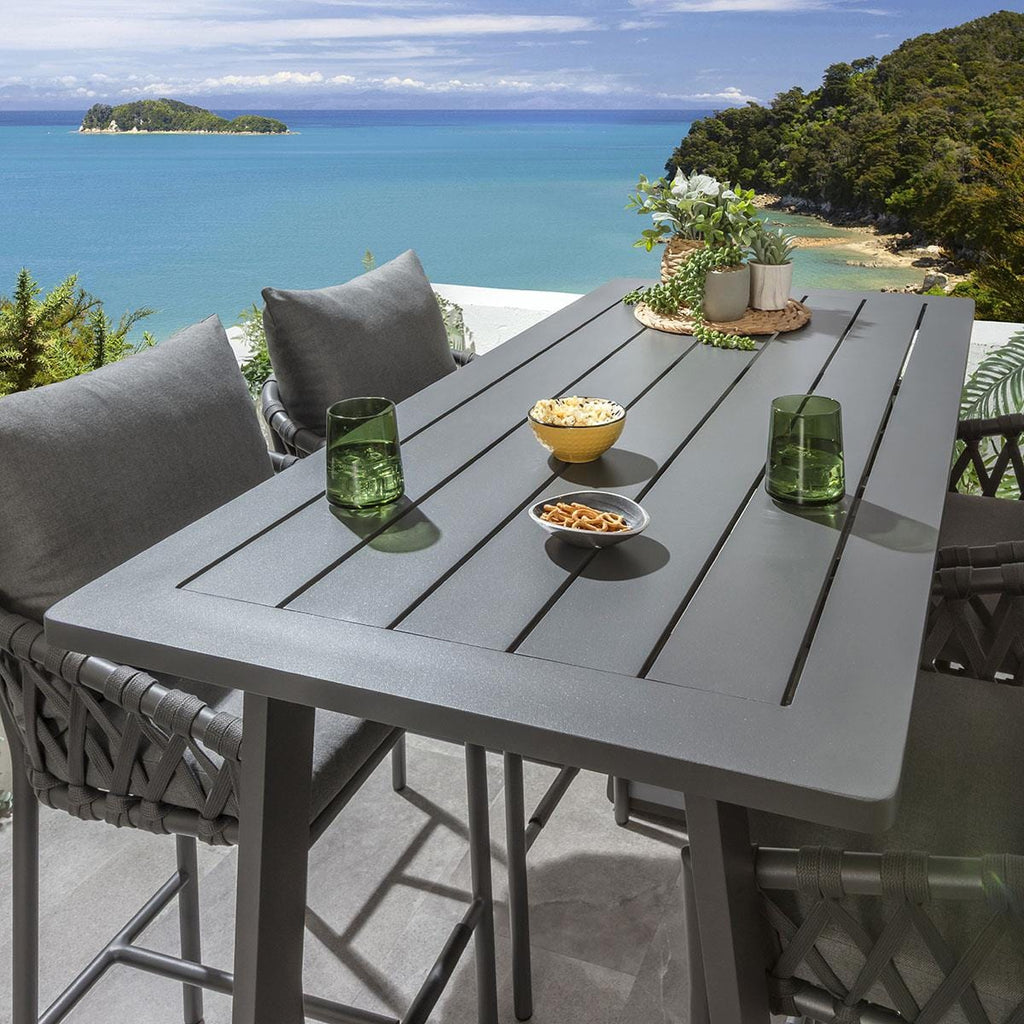 Ensemble bar de jardin extérieur Verity 4 places en aluminium gris