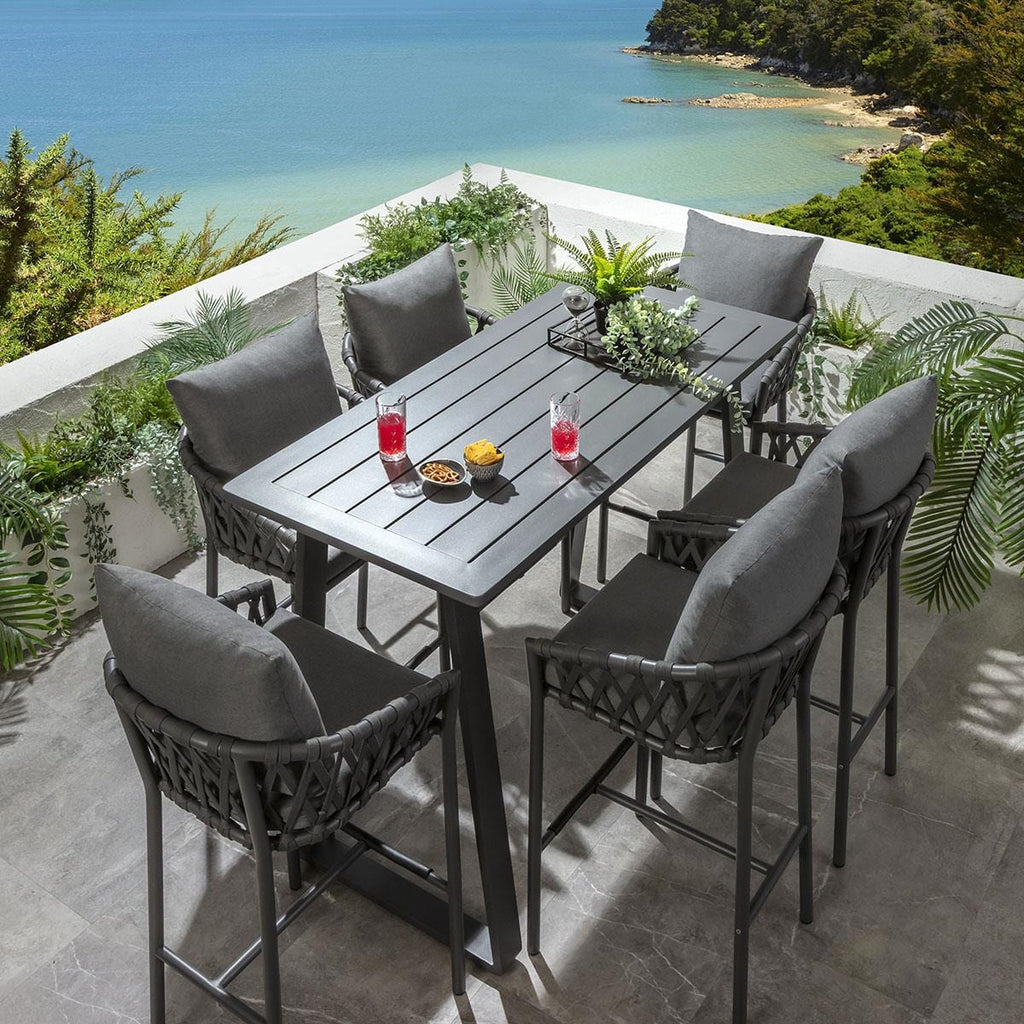 Ensemble bar de jardin extérieur Verity 6 places en aluminium gris