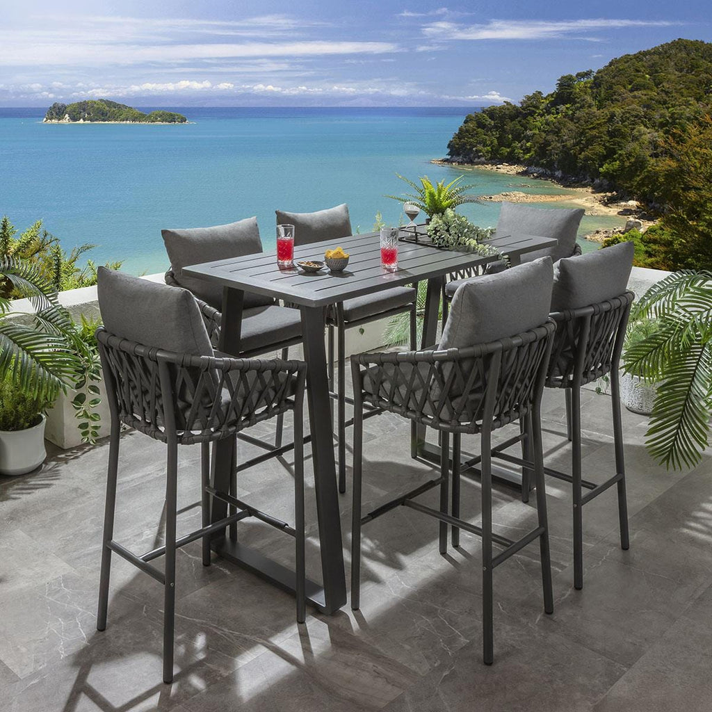 Ensemble bar de jardin extérieur Verity 6 places en aluminium gris